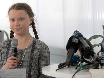 Greta Thunberg campaigning against climate change