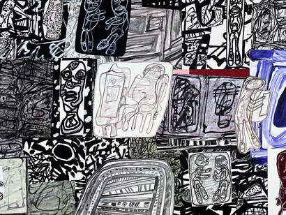Jean Dubuffet, Dramatisation, January 12, 1978
acrylic on glued paper mounted on canvas (42 sections) 82-11/16" x 10' 9-1/8" (210 cm x 328 cm)© ADAGP, Paris and DACS, London 2017