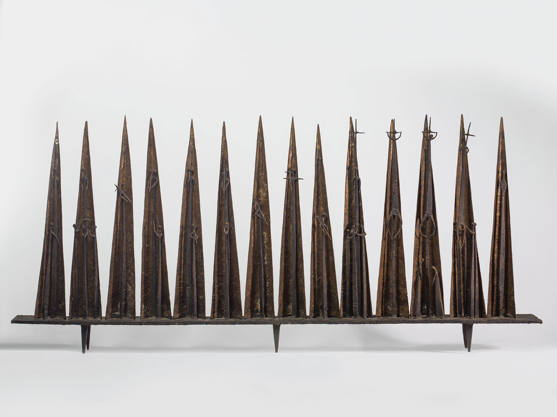 Geoffrey Clarke, Stations of the Cross, 1952, Iron and Brass, 72.2 x 159.2 x 14.4 cm, Unique, Courtesy of Pangolin London