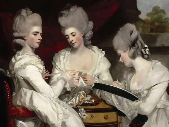 The Ladies Waldegrave is a group portrait painted by Joshua Reynolds between 1780 and 1781, now housed in the Scottish National Gallery, which acquired the painting in 1952. The work depicts the three daughters of James Waldegrave, 2nd Earl Waldegrave, and Maria Walpole. From left to right, they are Charlotte, holding a skein of silk; Elizabeth, winding Charlotte’s silk onto a card; and Anna, producing tambour lace