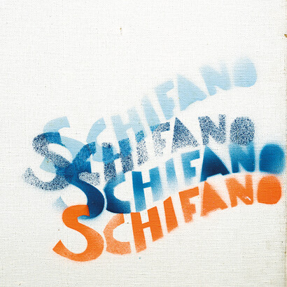 Mario Schifano, Inevitabile Viaggio a Marrakesh (particolare firma) ©Archivio Mario Schifano