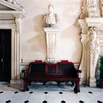 Bench in the Stone Hall, Houghton Hall, Norfolk, England. Photo by Nick McCann