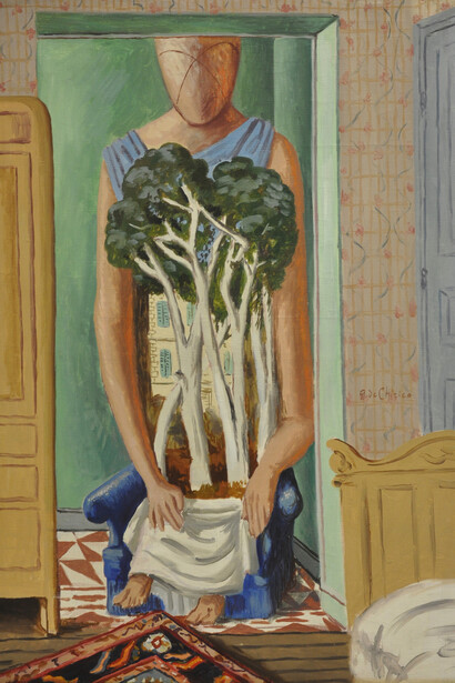 Giorgio de Chirico, Genealogic du rêve, circa 1928, Olio su tela, 72 x  53,5 cm, Collezione privata Courtesy Galleria Tega, foto Daniele De Lonti © G. de Chirico by SIAE 2019
