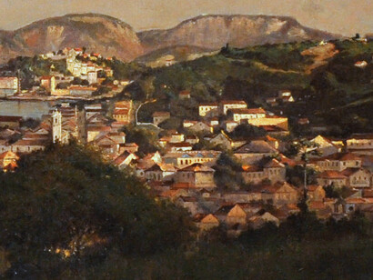 Arte de Victor Meirelles - Estudo para o Panorama do Rio de Janeiro (Entrada da Barra, 1885)