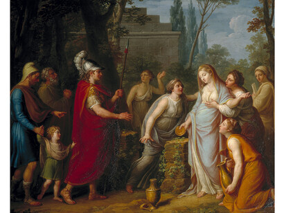 Colin Morison, Andromache Offering Sacrifice to Hector's Shade c. 1760, Oil paint on canvas, 615 x 760 mm © Tate
