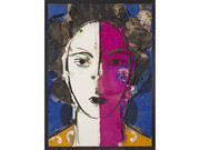 Valdés, Manolo, Yvette, 2014, oil on burlap, 65 x 47 in., 165.1 x 119.4 cm, Image © Manolo Valdés, courtesy Marlborough Gallery, New York