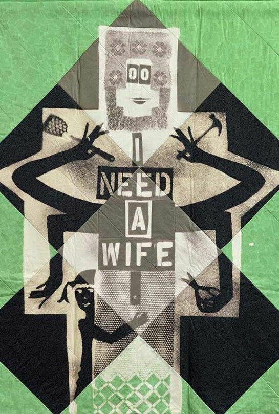 Lara Schnitger, Need a Wife, 2012, bleached linen, 189.5 x 149.5 cm, 74 5/8 x 58 7/8 ins, Copyright the artist, Courtesy of Stuart Shave/Modern Art, London
