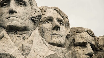 The images of the American founding fathers at Mount Rushmore, North Datoka, USA