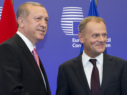 Erdogan con el presidente del Consejo Europeo, Donald Tusk