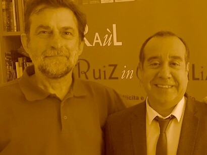El director Nanni Moretti con Antonio Arévalo