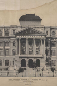 Fachada principal do edifício. Na obra "Avenida Central, 8 de março de 1903-15 de novembre de 1906" de Marc Ferrez, consta o projeto deste edifício, 1910