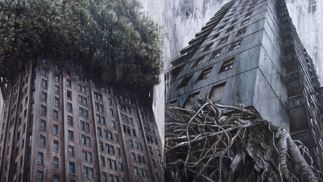 Walter Trecchi, Antropico-Naturale XX, 200 x 150 cm, mixed media on canvas, 2012 e Antropico-Naturale XIX, 150 x 100 cm, mixed media on canvas, 2012