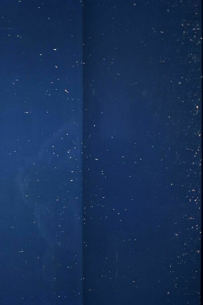 Jan Dibbets, Dark Blue Vertical, 2012, Fujicolor Crystal archive paper DPII glued on Dibond, 98 1/2 x 49 1/4 inches (250 x 125 cm), Copyright Jan Dibbets, Courtesy, Gladstone Gallery New York and Brussels