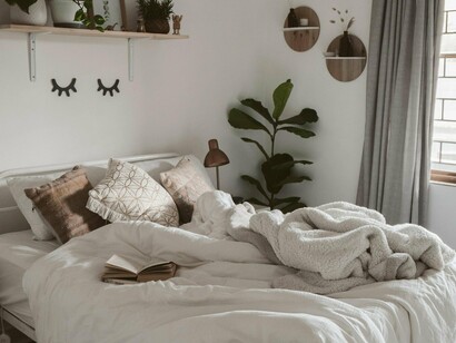 Cama desarrumada. Se em outros momentos as casas foram bem coloridas, hoje vejo se repetir um estilo neutro, orgânico, com assinaturas de móveis e uma gritante cópia de casa para casa. E isso serve a um fim, senso de pertencimento a um estilo de vida e sociedade. Em algumas cidades pelo mundo afora, as casas são pintadas todas da mesma cor e a singularidade está em seu interior, pois é particular e intransferível, mas a tendência atual é uma casa mais aderente a tendência divulgada nas mídias virtuais