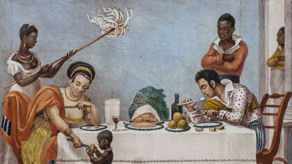 Um jantar brasileiro, obra pintada em aquarela no ano de 1827 por Jean-Baptiste Debret, artista francês que
viveu no Brasil entre 1816 e 1831