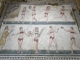 The Bikini girls in a Villa del Casale mosaic, Piazza Armerina