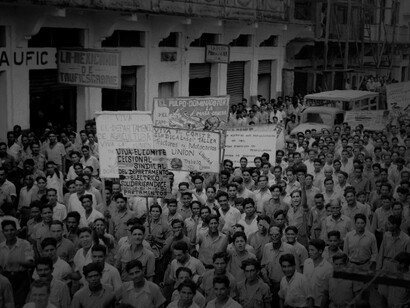 Huelga en las bananeras, trabajadores de la United Fruit, El Progreso, Honduras, 1954