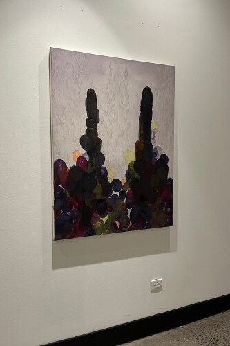 Elisa Bertaglia, Brambles, 2020. Oil, charcoal, and graphite on canvas, 43.25h x 35.50w in. Courtesy of Garvey | Simon
