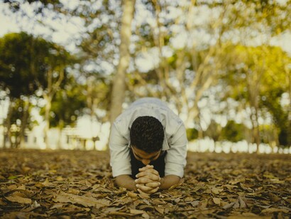 Man meditating in nature