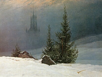 Paisagem de inverno com igreja (1811), C.D. Friedrich