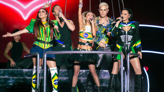Principais integrantes do RBD em show ao vivo no Rio de Janeiro, Brasil (2023)
