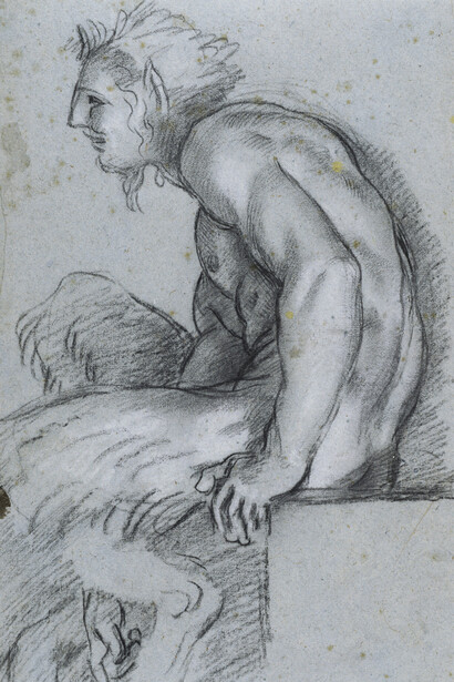 Annibale Carracci, Étude pour le satyre assi (detail). Courtesy of Louvre Museum