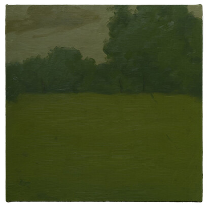 Will Gabaldon, Hill Top 3, 2022. Oil on Linen over panel, 16.75 x 16.75 in. framed. Courtesy of Andrew Rafacz