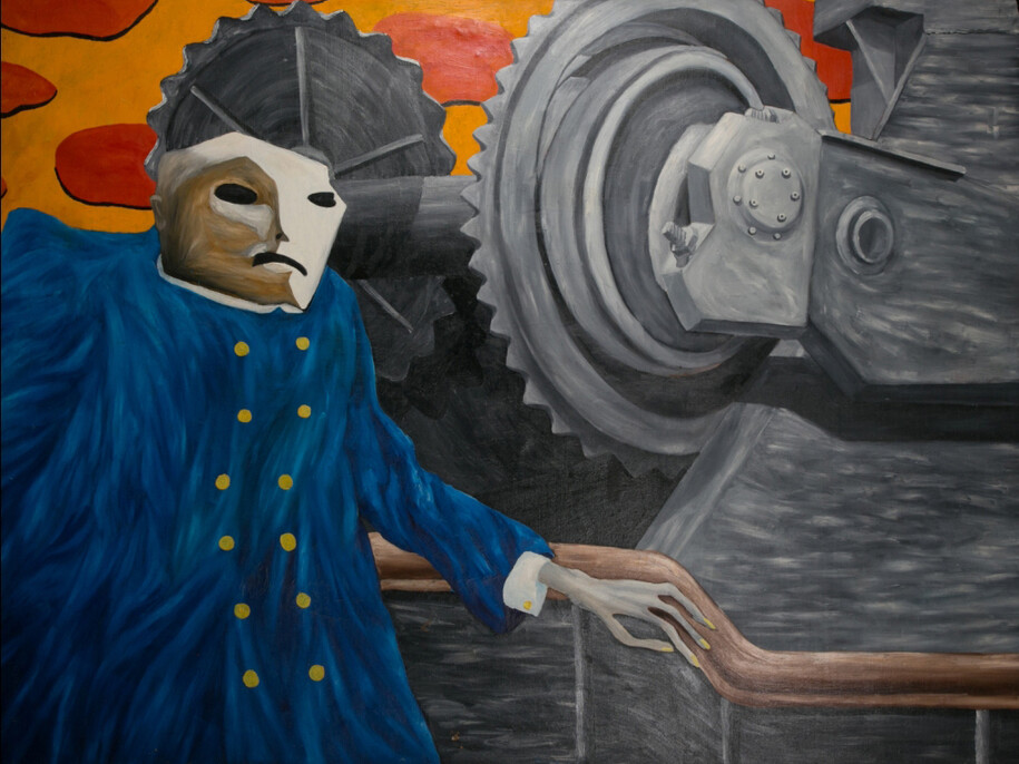 Sergey Enkov, Engineer, 1990, Oil on canvas, 200 x 150 cm, Artist collection, Photographer: Vitaly Kolikov © Erarta

