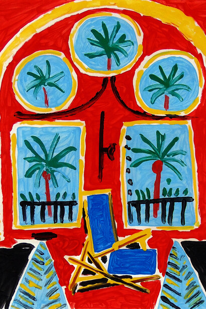 Picasso, Red Interior with blue deck chair