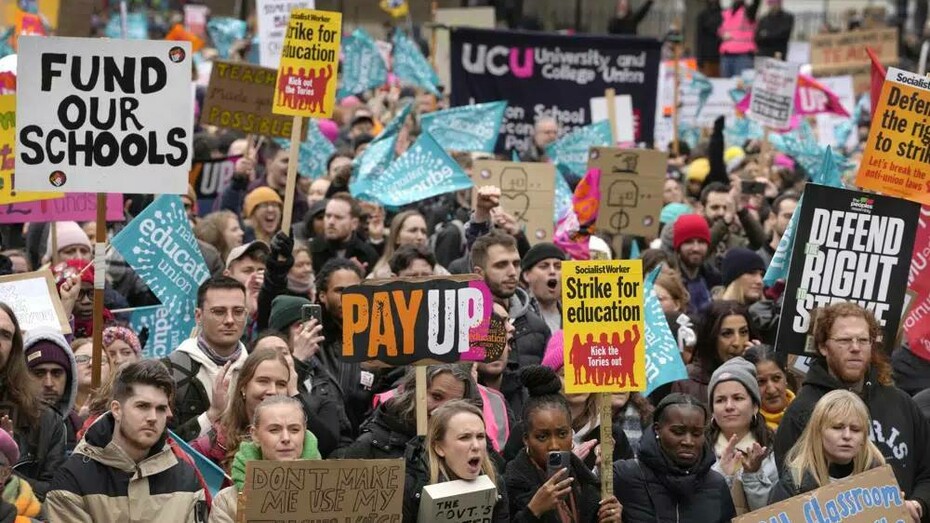 Workforce uniting in protest for the government not appreciating their value in London, UK
