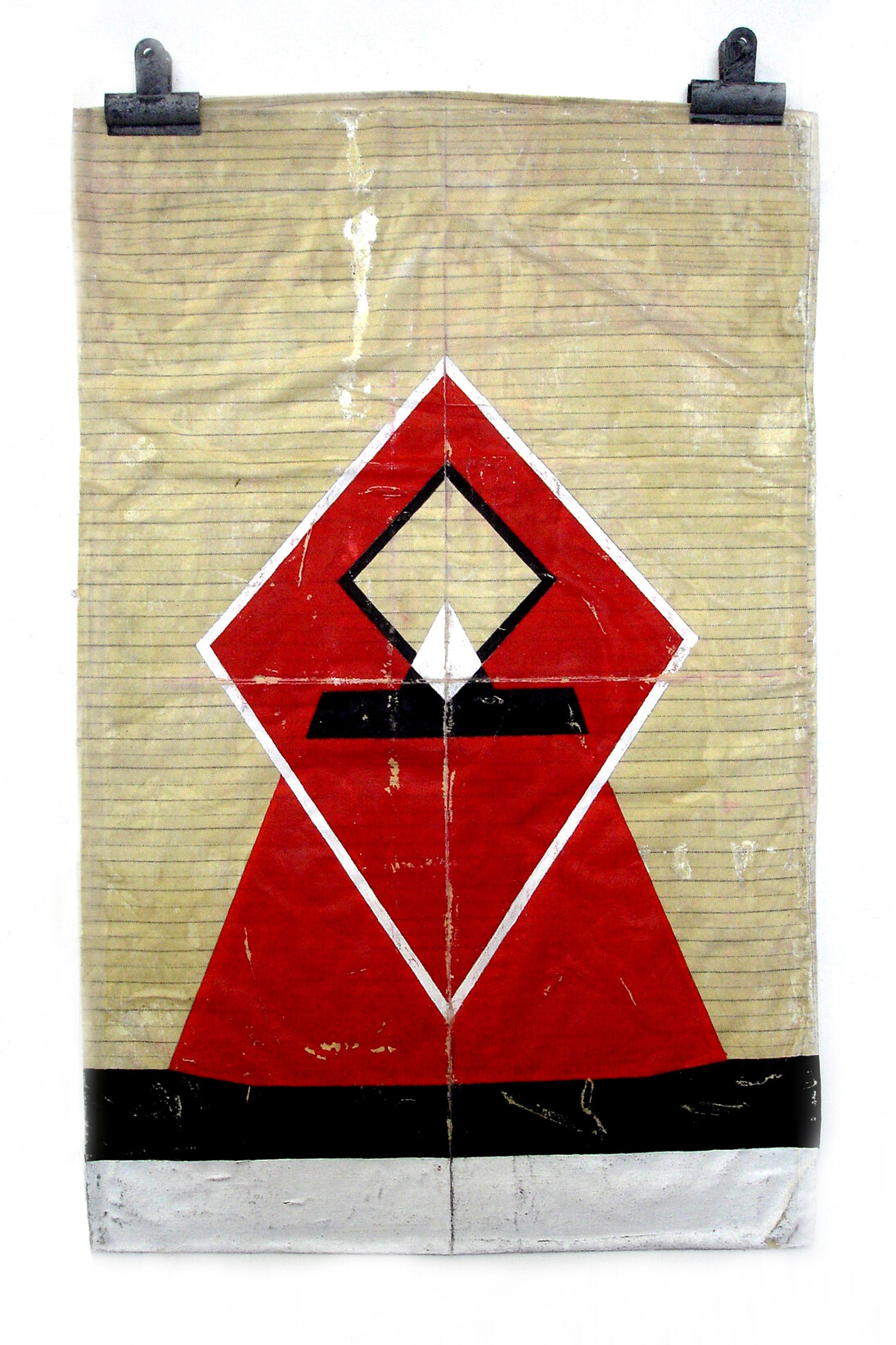 Tim Ellis, United in Different Guises CLXXXIX, 2014, Acrylic, varnish, cotton, and bulldog clips, 76 x 45 cm