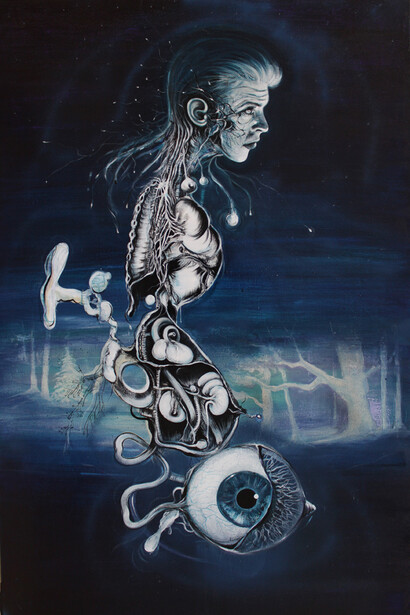 Study for Newton #5, acrylique sur toile, 210 x 142 cm (encadré), Courtesy Galerie Magda Danysz