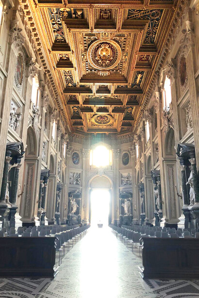 Cattedrale Lateranense, Roma, Italia. Interno, navata centrale, controfacciata, ph. Roberto Luciani
