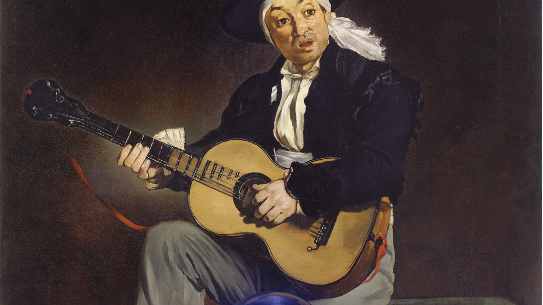 Jeff Koons
Gazing Ball (Manet Spanish Singer), 2014 - 2015
oil on canvas, glass, and aluminum
175,9 x 136,5 x 37,5 cm
69 1/4 x 53 3/4 x 14 3/4 inches
Courtesy of the artist and Almine Rech Gallery