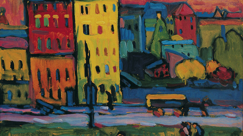 Wassily Kandinsky, Case a Monaco, 1908, Olio su tela, © Von der Heydt-Museum Wuppertal / Photo: Antje Zeis-Loi, Medienzentrum Wuppertal