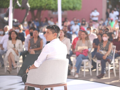 Nairo Quintana en uno de los eventos en San Luis Potosí. Foto: Abraham Revilla