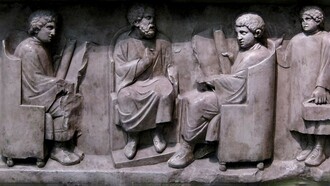 Rilievo con una scena di vita scolastica romana, Rheinisches Landesmuseum, Treviri, Germania