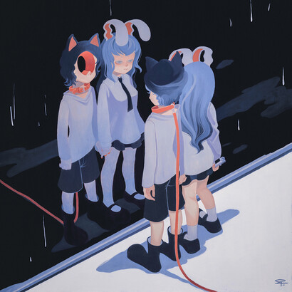 DCG London. Bobby Leash, Are We OK?, oil on canvas, 60x80cm. 