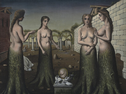 L’aurora (L’Aurore). Paul Delvaux (Antheit 1897-Furnes 1994), luglio 1937, olio su tela, cm 120 x 150,5. Venezia, Collezione Peggy Guggenheim, 76.2553. Foto di David Heald © Paul Delvaux Fondation, St Idesbald, Belgique, by SIAE 2016