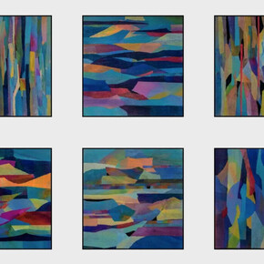 Ellen Globokar, Huwak'a 2, 2023, Collage on Canvas, 24" by 36". Courtesy of Agora Gallery