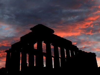 Sunset on a Greek temple