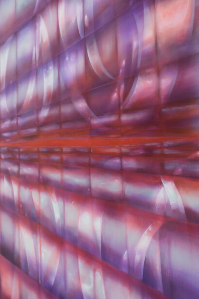 Vika Prokopaviciute, Double Hyperboloid Spin, 2021, oil and acrylics on linen. Laurynas Skeisgiela / images copyright and courtesy of the artist and Galerija Vartai