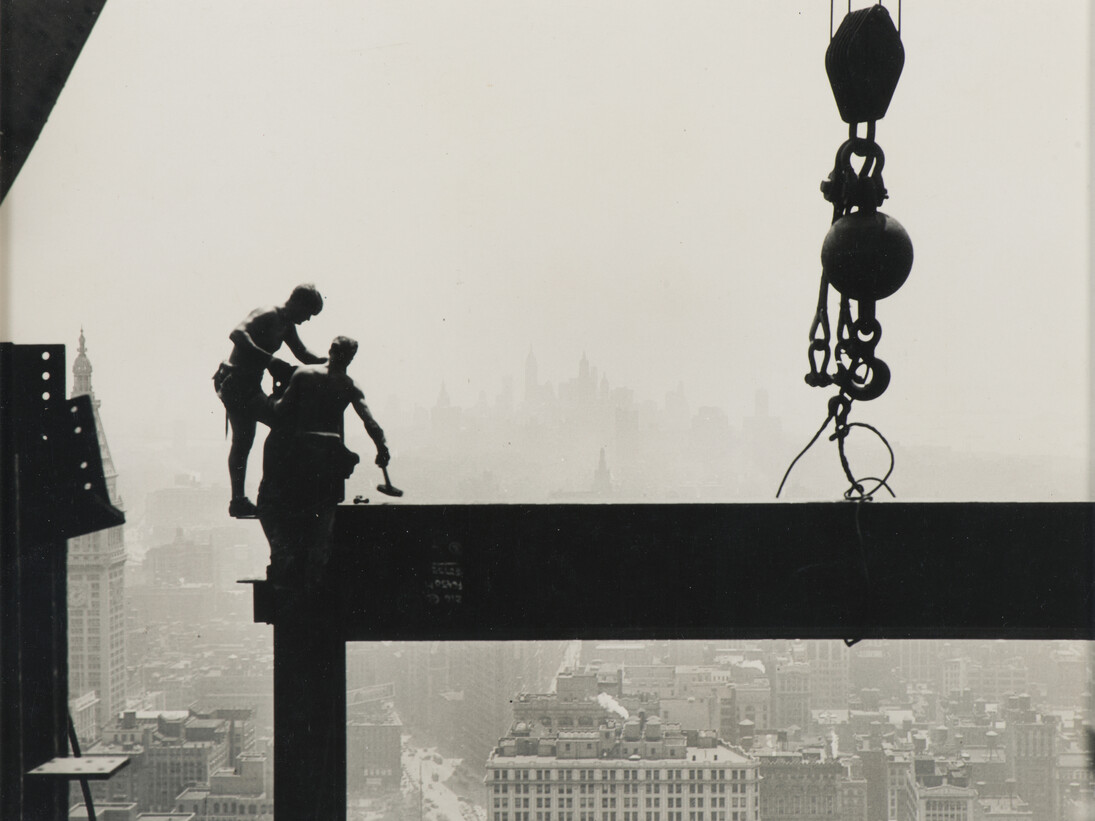 Lewis Hine, Laying Beams, Empire State Building construction, 1931 ca, Gelatin silver print (vintage), Collection of Martin Z. Margulies