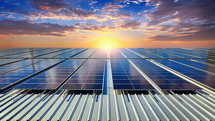 Solar panels on rooftops, energy efficiency, renewable energy, and the impacts of climate change