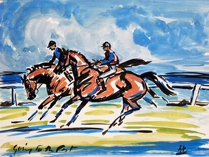 Going to the post, watercolour, and ink on paper.