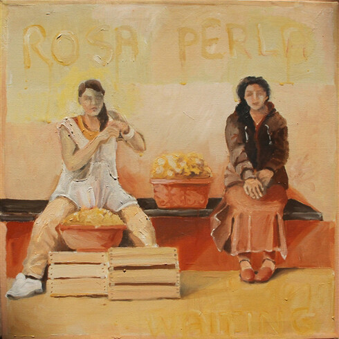 Navah Porat, On the Bench, Oil on Canvas, 20" x 20"