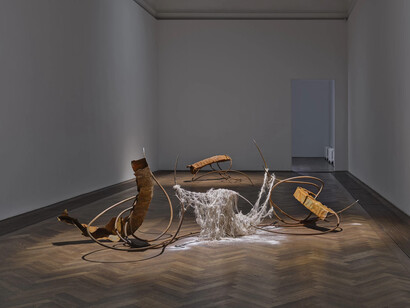 Dominique White, All great powers collapse from the centre, exhibition view. Courtesy of Kunsthalle Basel