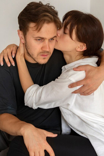 A young couple struggling with separation anxiety