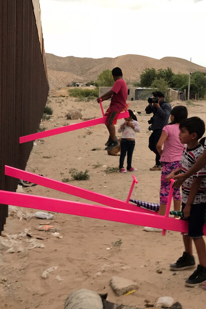 Ronald Rael + Virginia San Fratello with Colectivo Chopeke, Teeter-totter wall, 2019. Courtesy of the Cleveland Museum of Art