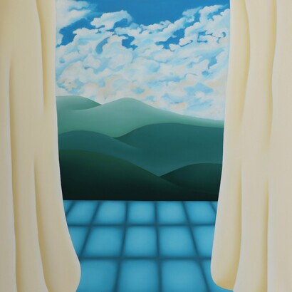 Anaja Hvastija Gaia,
Dreamscape Symphony, 2024,
Oil on canvas,
39 x 39 inches. Courtesy of the artist and Allouche Gallery